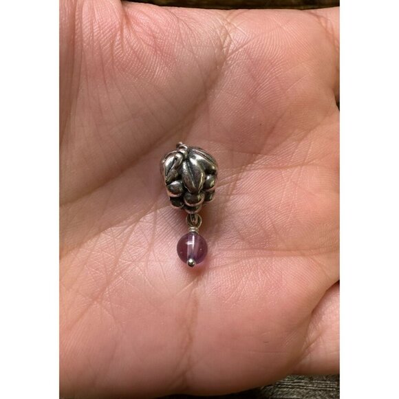 Retired Pandora Sterling Silver 790481 Amethyst Grapes Dangle Charm Bead! 57 - Picture 9 of 10